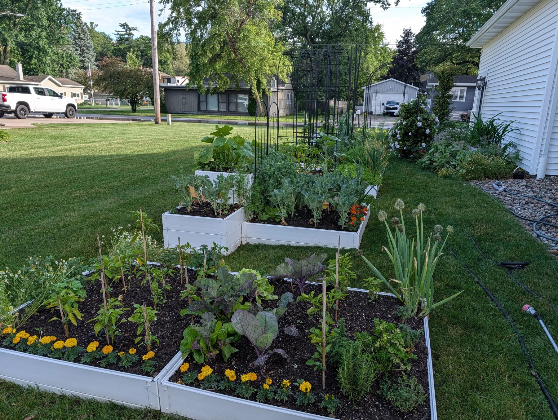 Freighter View Farms summer garden beside Saginaw Bay